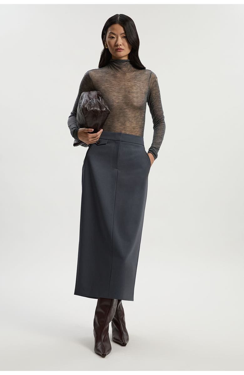 Karen Millen Tailored Twill Pencil Maxi Skirt, Alternate, color, Grey