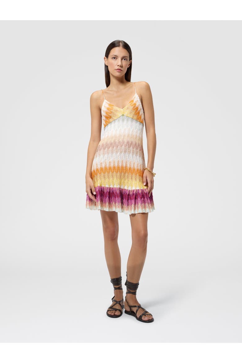 Mini Dress In Viscose With Lace Motif, Alternate, color, Multicoloured