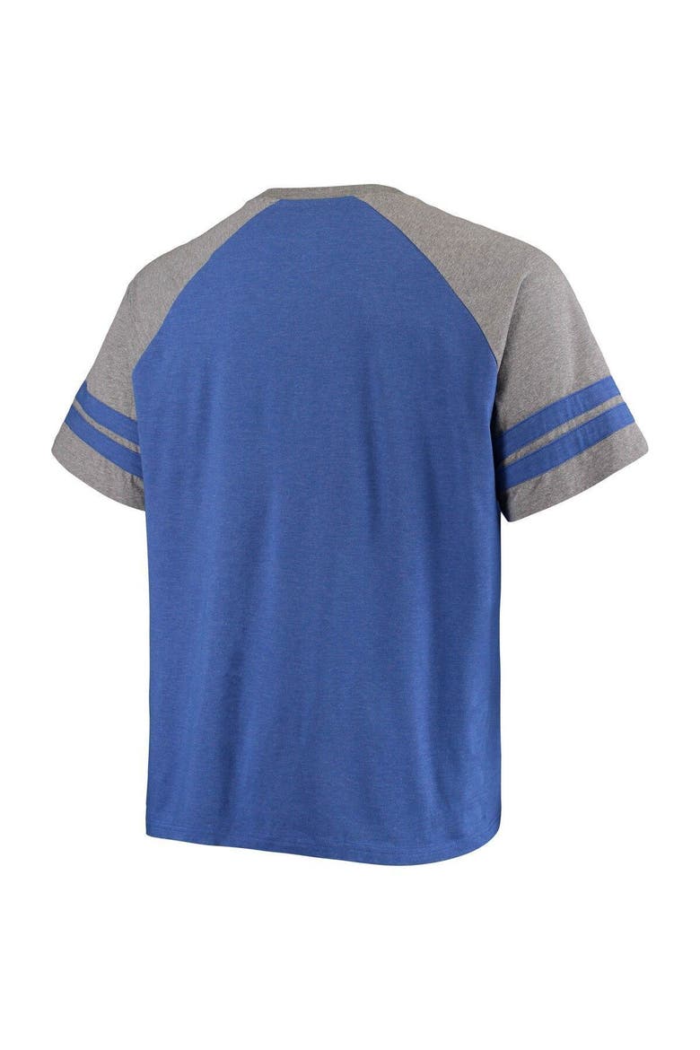 Men's Fanatics Branded Royal/Heathered Gray Los Angeles Rams Big & Tall Two-Stripe Tri-Blend Raglan T-Shirt, Alternate, color, Royal