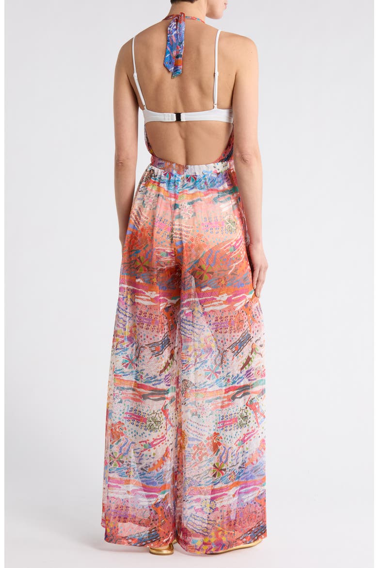 Halter Sleeveless Wide Leg Jumpsuit, Alternate, color, ORANGE MULTI