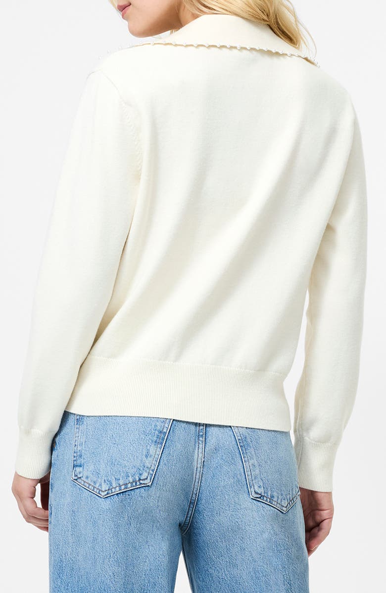 French Connection Sloane Faux Pearl Embellished Johnny Collar Sweater, Alternate, color, Porcelain Cream