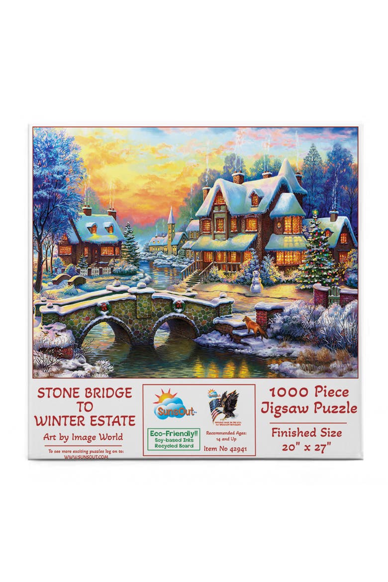 Stone Bridge to Winter Estate 1000 piece Jigsaw Puzzle for Adults, Alternate, color, Multicolor