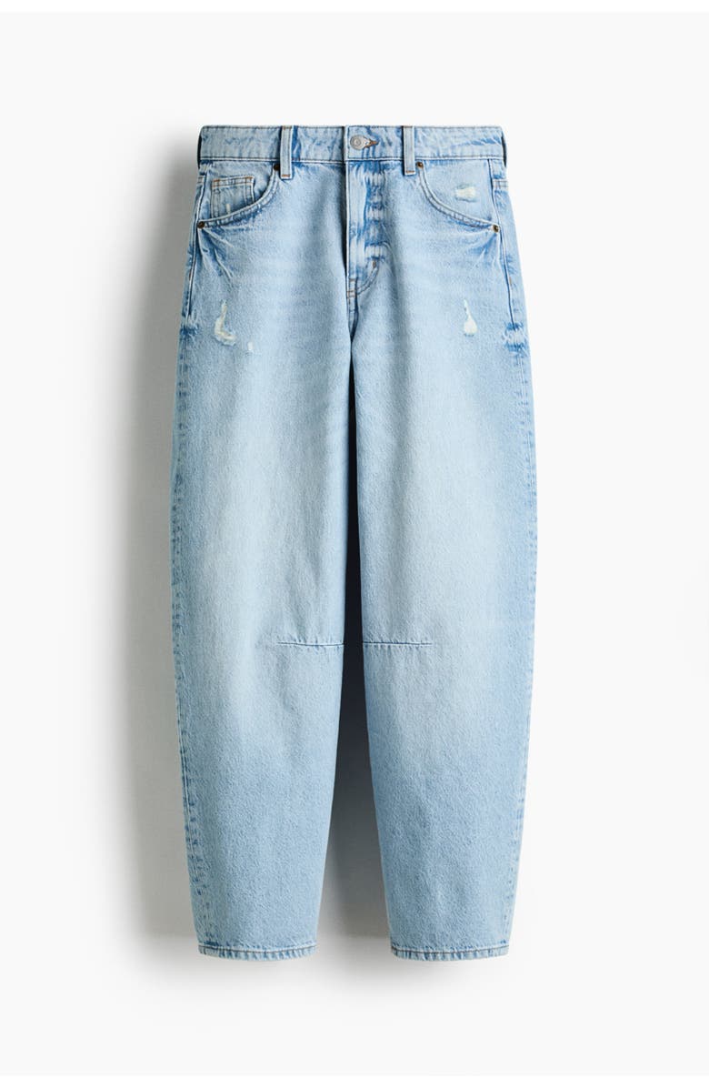 H&M Barrel High Waist Ankle Jeans, Main, color, Light Denim Blue