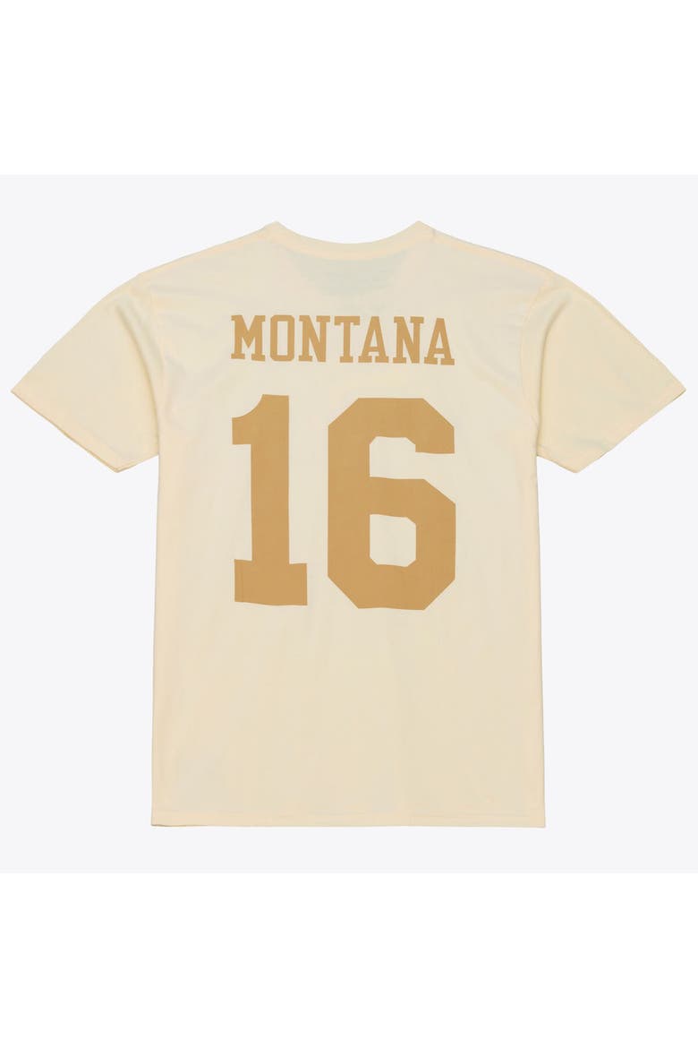 Men's Mitchell & Ness Joe Montana Cream San Francisco 49ers Sandman Name & Number T-Shirt, Alternate, color, Cream