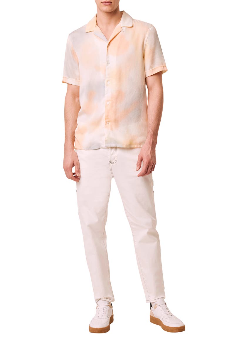 Slim Fit Tie Dye Short Sleeve Button-Up Camp Shirt, Alternate, color, DUSTY BLUE TIE DYE