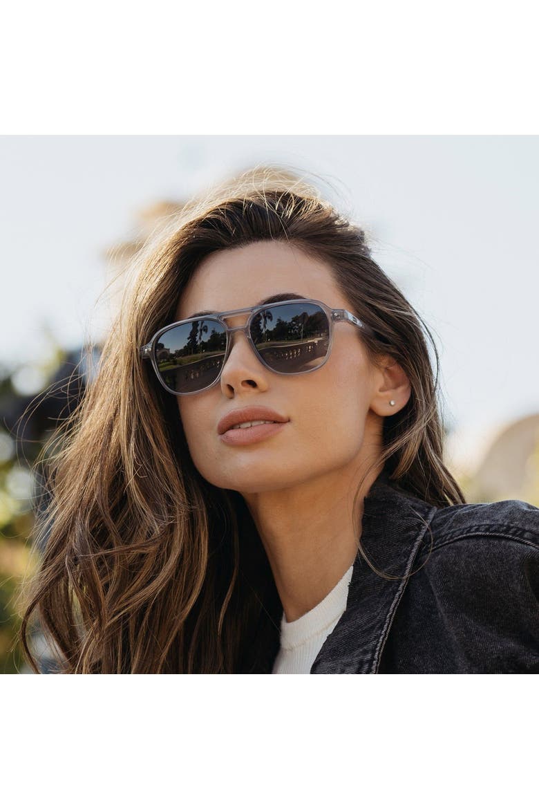 Hayden - 53mm Double Bridge Aviator Polarized Sunglasses, Alternate, color, Crystal Mist