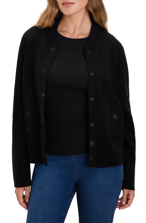 Cotton Blend Milano Knit Bomber Jacket