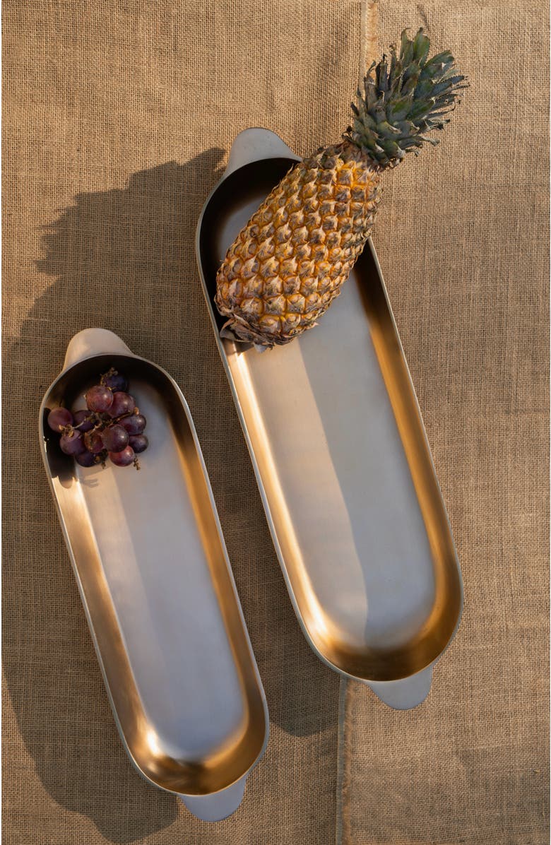 The Collective Home Stinson Antique Brass Long Trays - Set of 2, Alternate, color, Gold