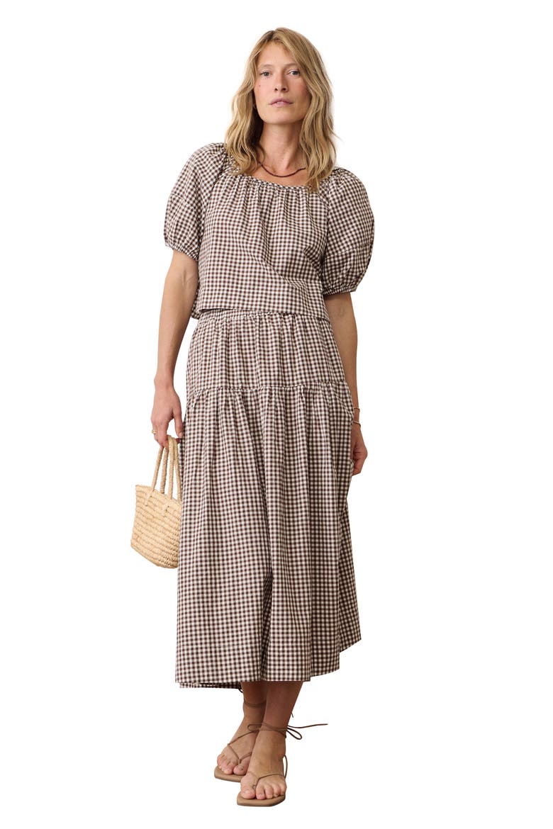 Gia Gingham Pima Cotton Poplin Skirt, Alternate, color, CHOCOLATE GINGHAM