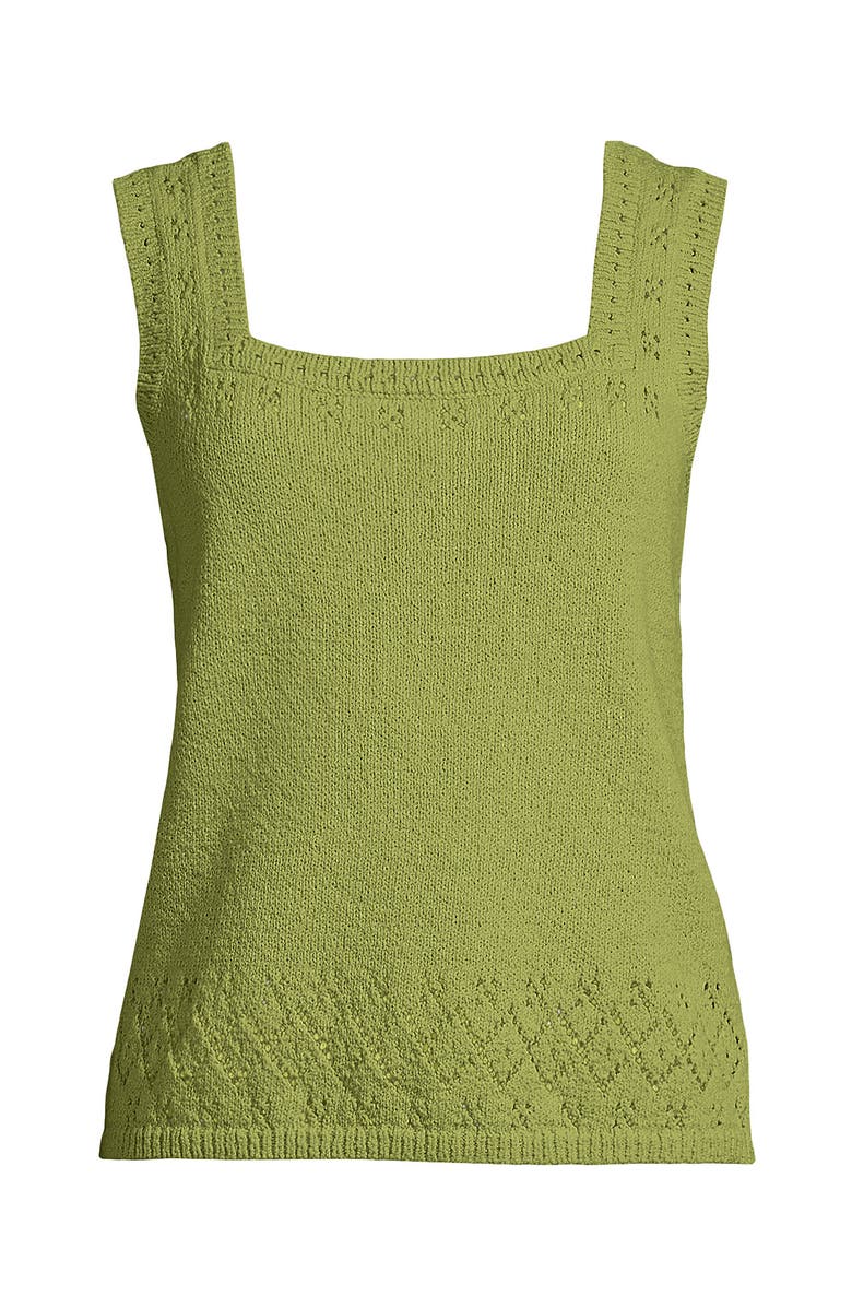 Lands' End Pointelle Square Neck Tank Sweater, Alternate, color, Bright Pistachio