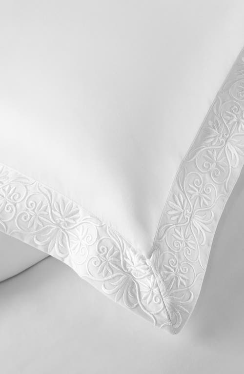 Pure Parima Egyptian Cotton Sateen Embroidered 3-piece Ariane Duvet Cover Set In White
