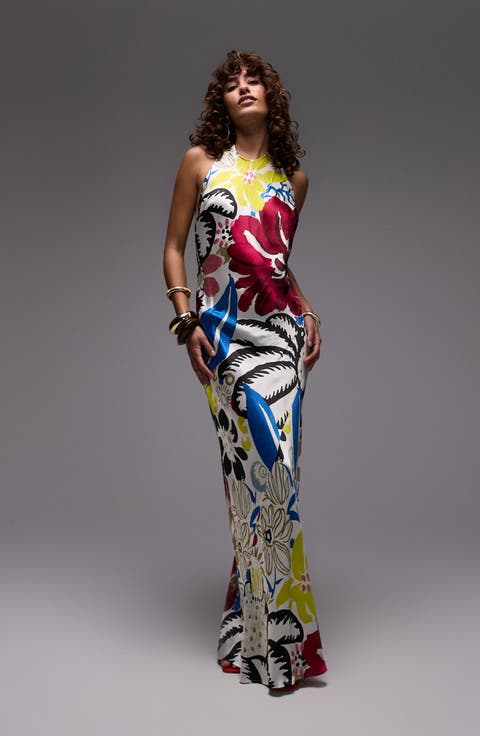 Satin Halter Maxi Dress