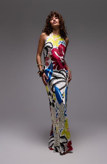 Satin Halter Maxi Dress