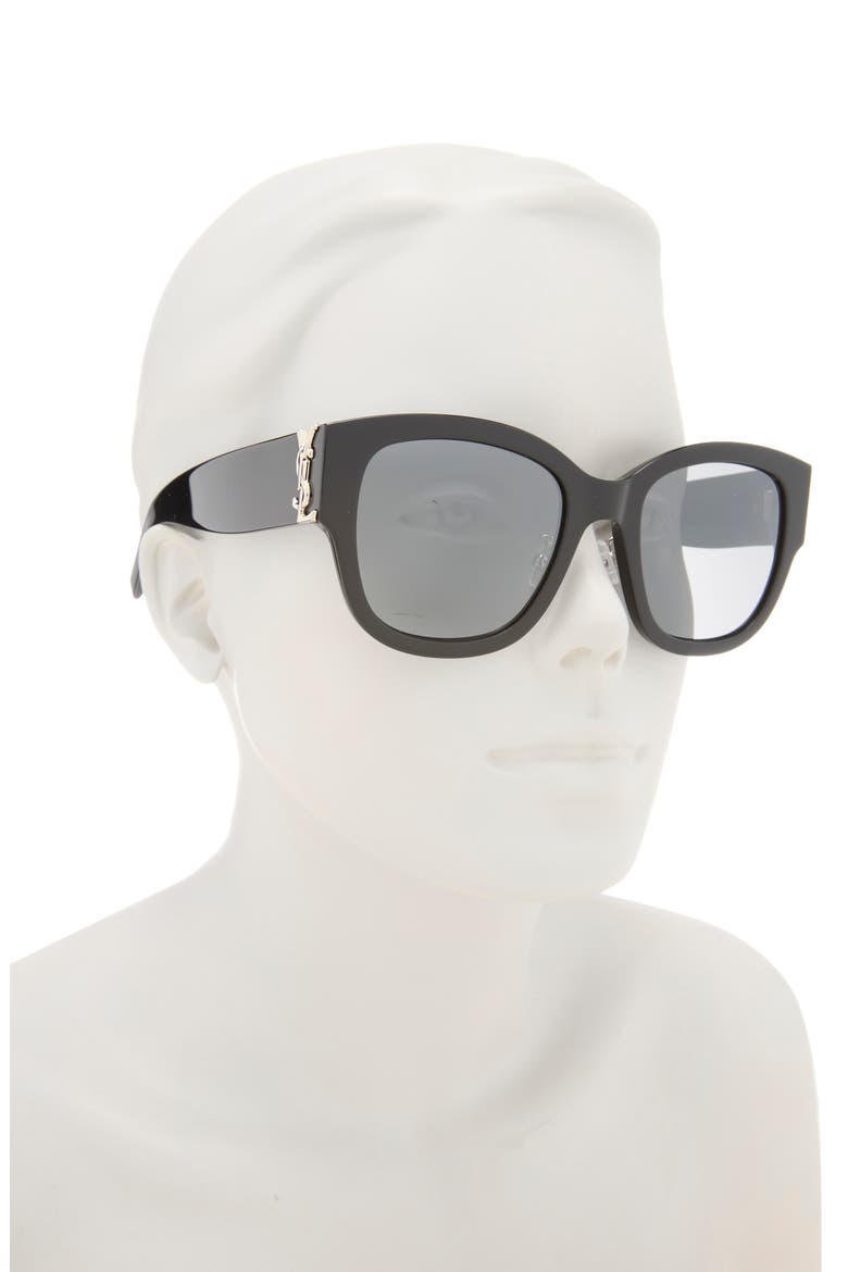 54mm Cat Eye Sunglasses, Alternate, color, BLACK BLACK SILVER