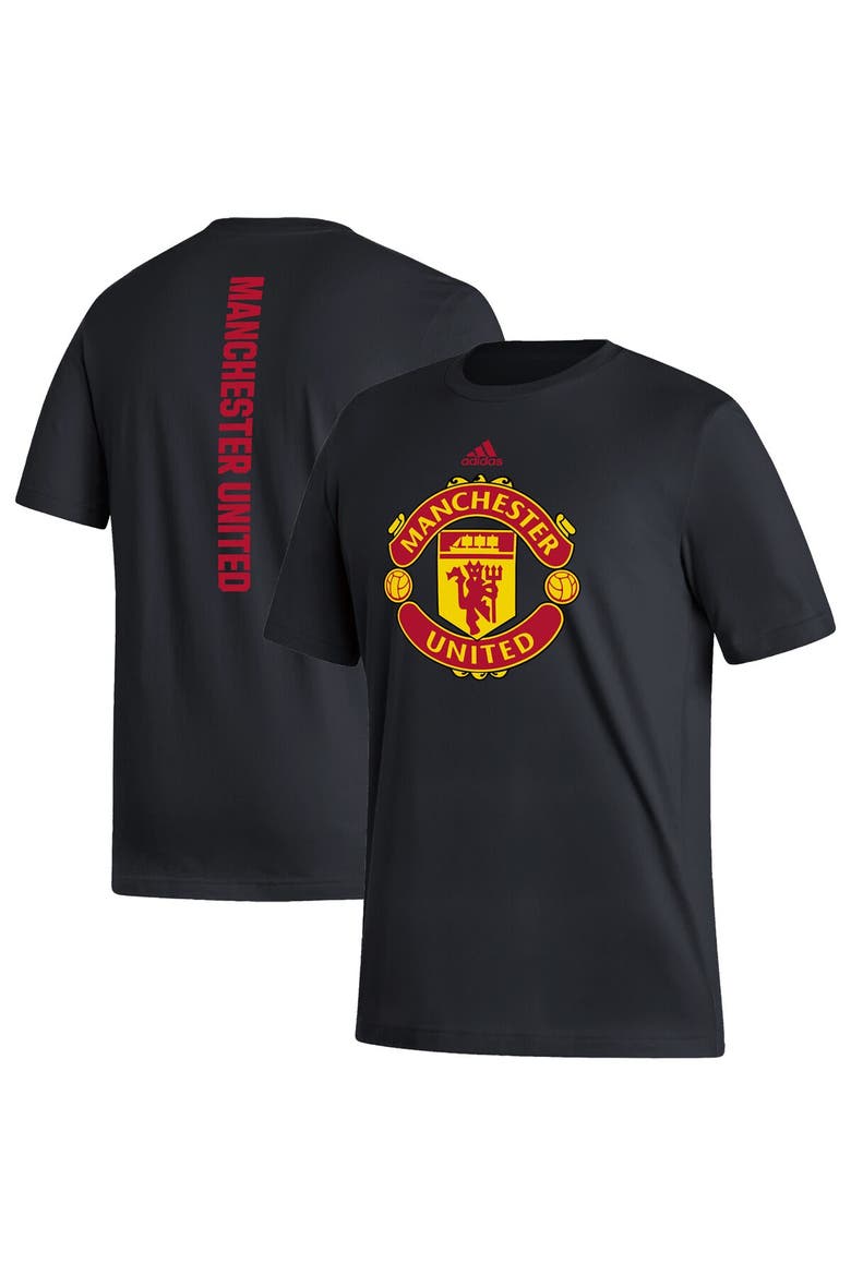 Men's adidas Black Manchester United Vertical Back T-Shirt, Alternate, color, Black