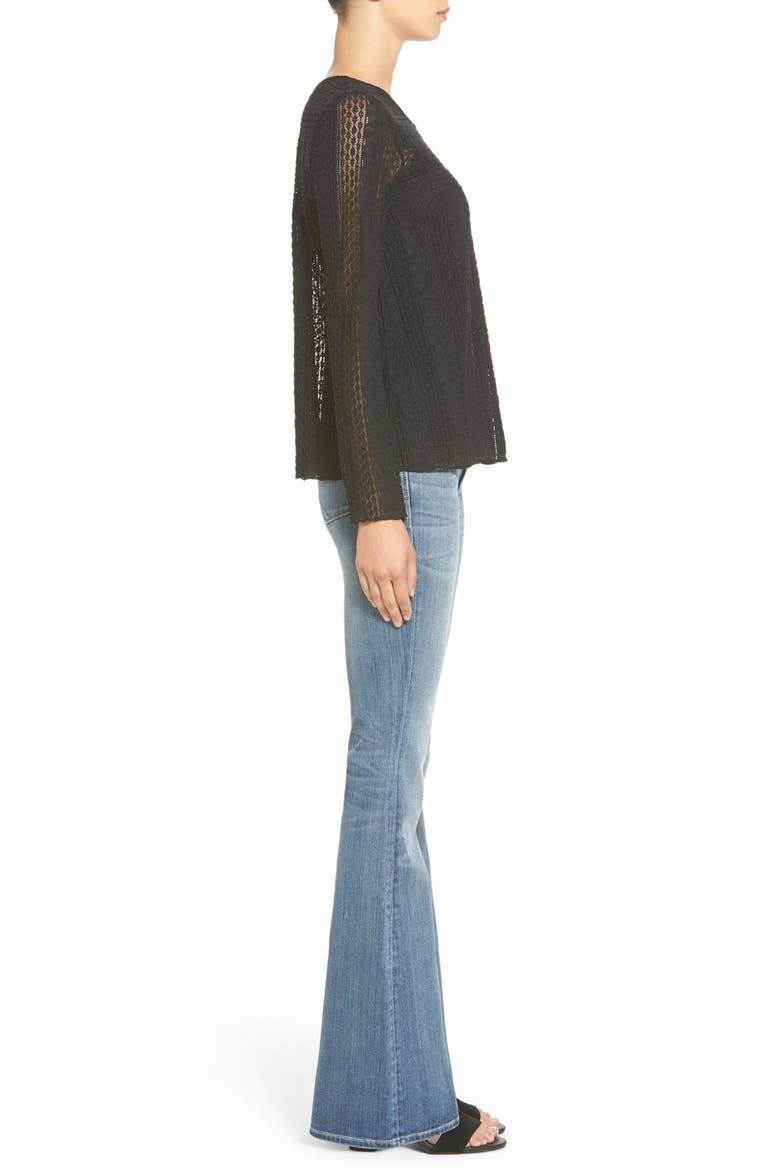 Pointelle Open Knit Top, Alternate, color, BLACK