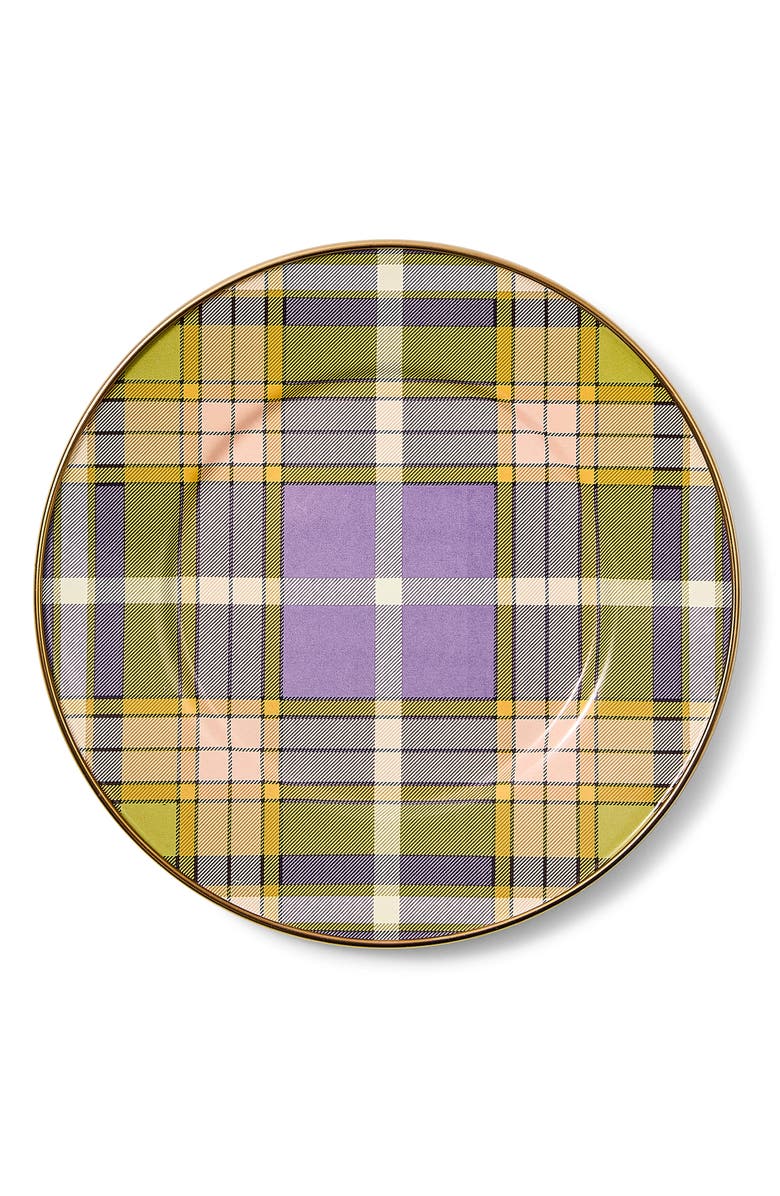 MACKENZIE CHILDS Tartan Violet Enameled Steel Salad/Dessert Plate, Main, color, Tartan Violet