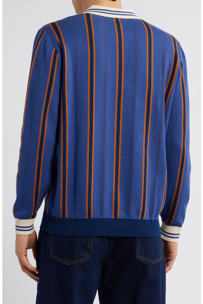 Import Embroidered Stripe Polo Sweater, Alternate, color, NAVY