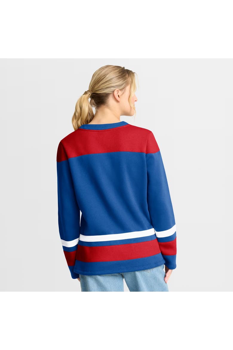 Women's Fanatics  Blue New York Rangers Icing Long Sleeve Lace Up Sweatshirt, Alternate, color, Blue