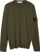 Stone Island Compass Patch Virgin Wool Crewneck Sweater