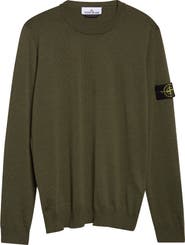 Stone Island Compass Patch Virgin Wool Crewneck Sweater