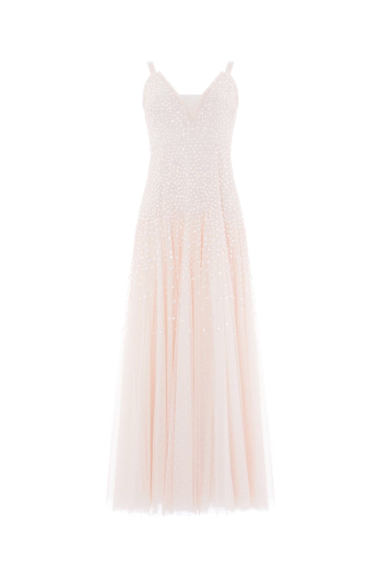Sequin Cascade Cami Plunge Gown, Alternate, color, Opal/Cream