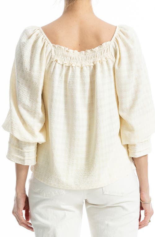 Max Studio Square Neck Three-quarter Sleeve Top In Eggshell