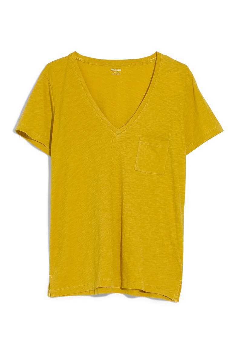 Whisper Cotton V-Neck Pocket Tee, Alternate, color, GOLDEN MEADOW