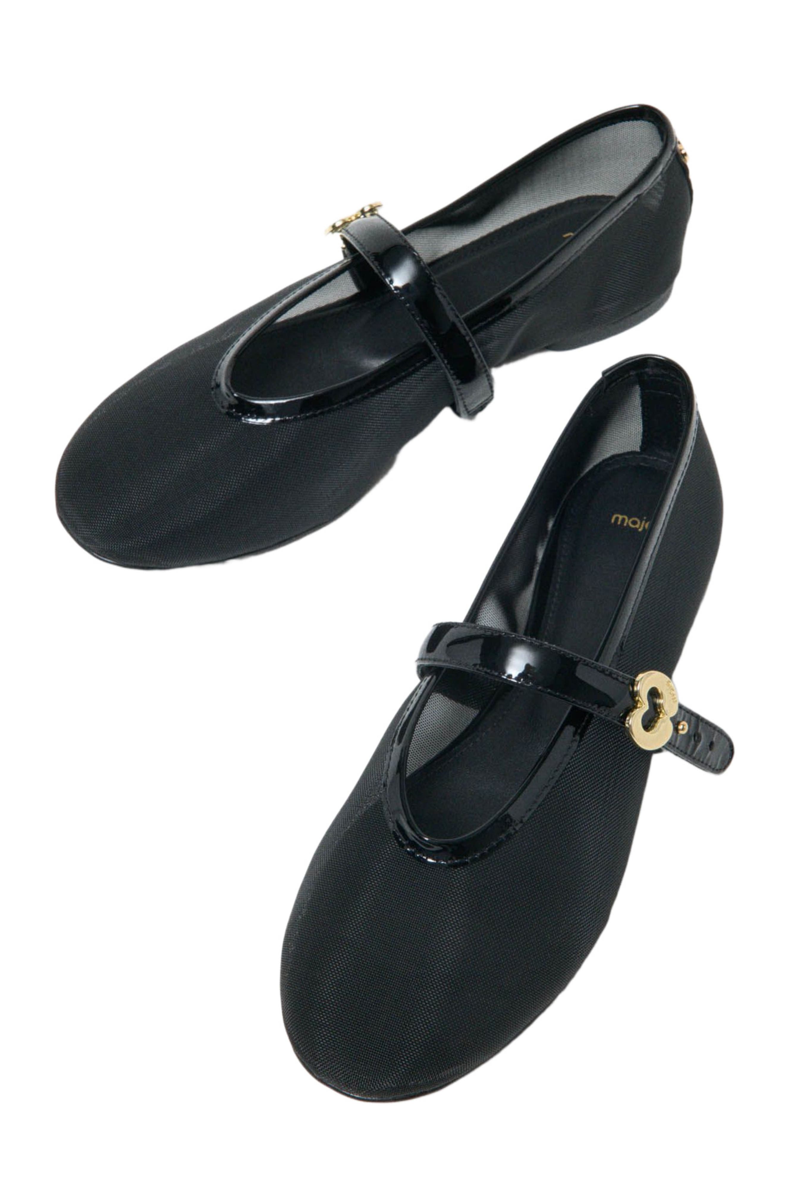 maje Mesh ballet flats, Alternate, color, Black