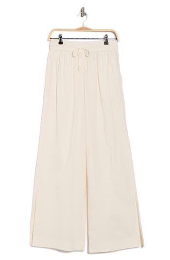 Frame Wide Leg Lounge Pants In Beige