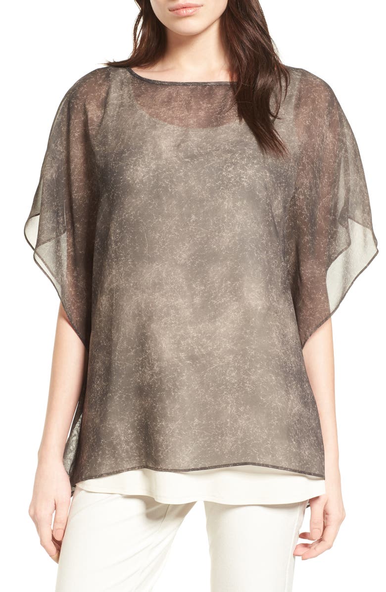 Eileen Fisher Print Silk Top, Main, color, 