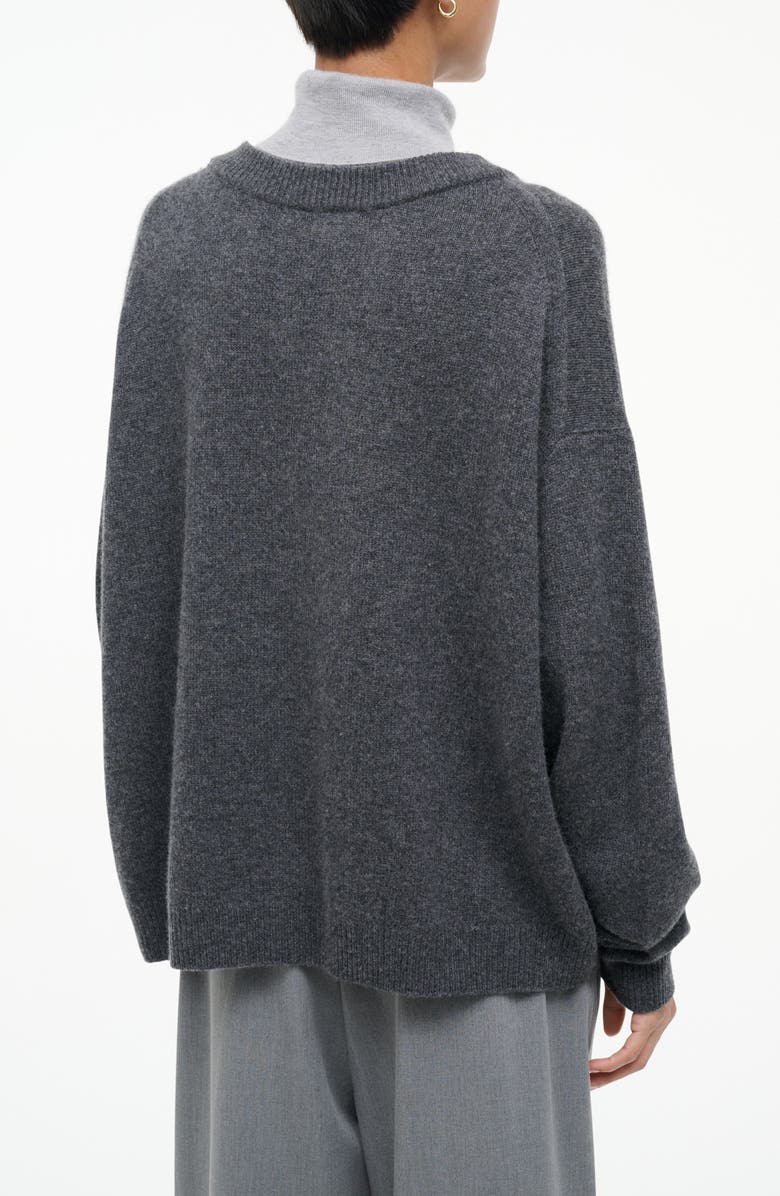 STAUD Doris Layered Look Cashmere Sweater, Alternate, color, Charcoal