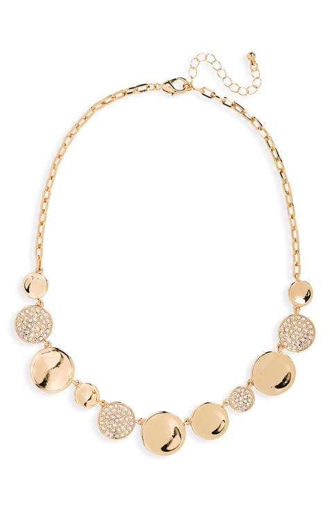 Pavé Crystal Coin Statement Necklace