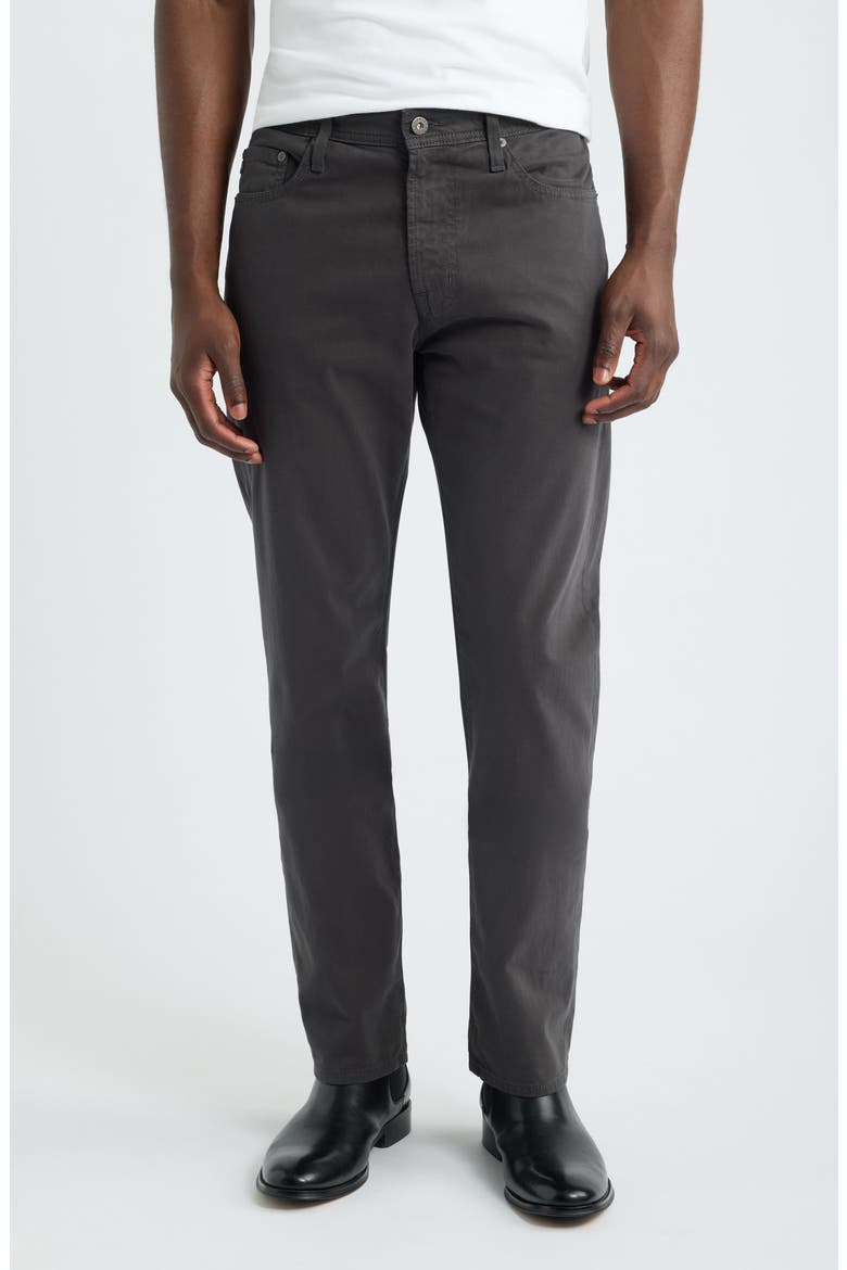 Everett Stretch Sateen Slim Straight Pants, Main, color, DARK ROCK