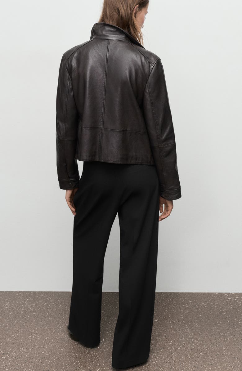 MANGO Pleated Mid Rise Wide Leg Pant, Alternate, color, Black