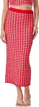 Endless Rose Tweed Check Column Skirt