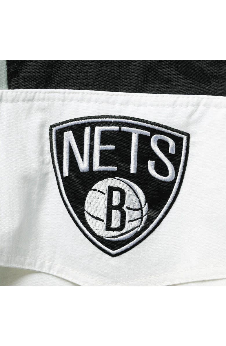 STARTER Men's Starter White Brooklyn Nets Striker Crinkle Half-Zip Hoodie Jacket, Alternate, color, White