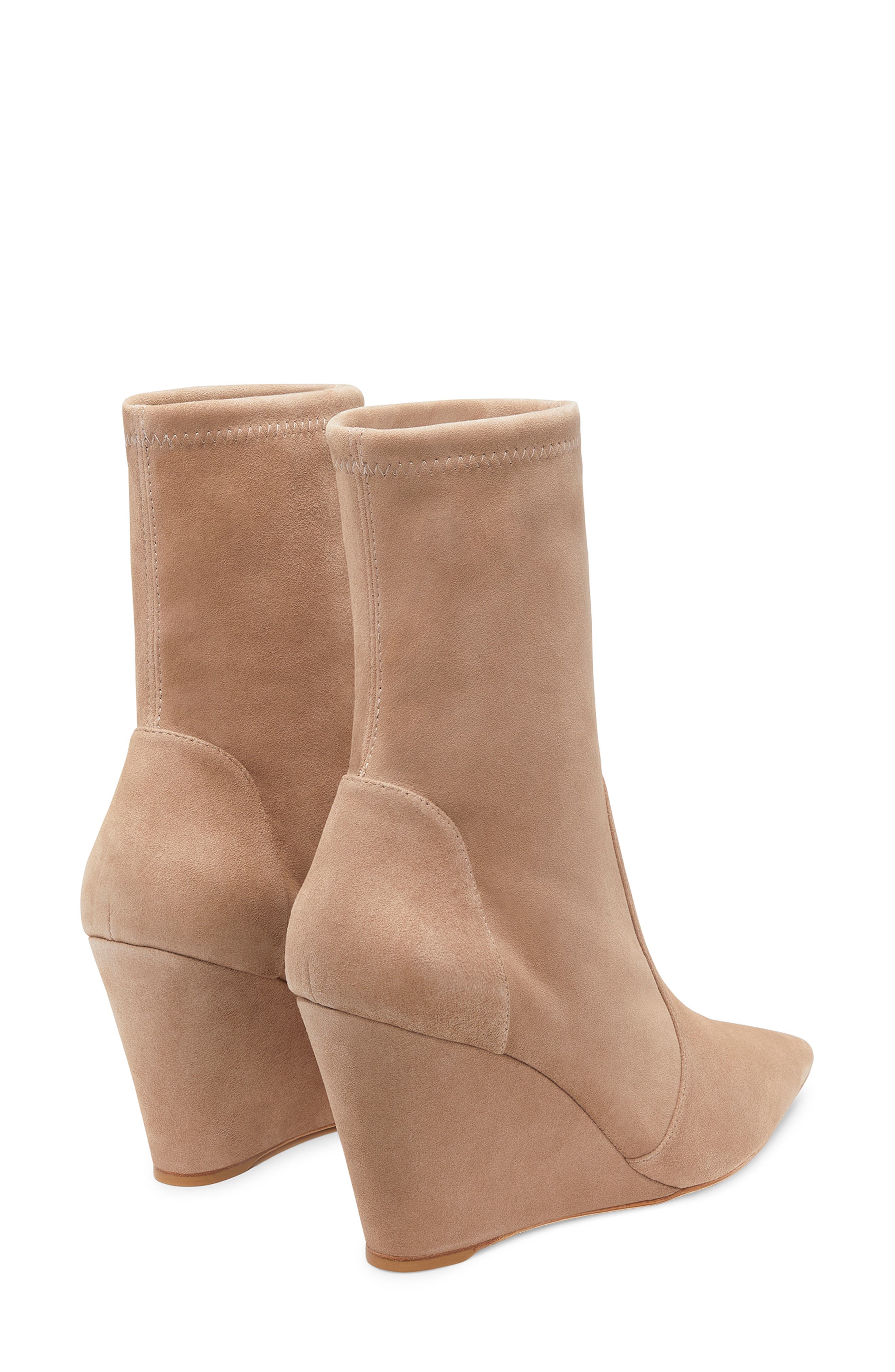 Stuart Wedge 85 Pointed Toe Sock Bootie, Alternate, color, CASHMERE