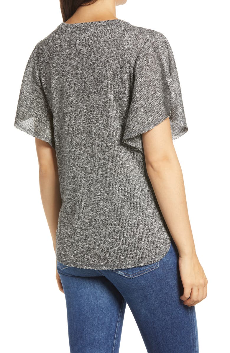 Bobeau Hacci Flutter Sleeve Top, Alternate, color,