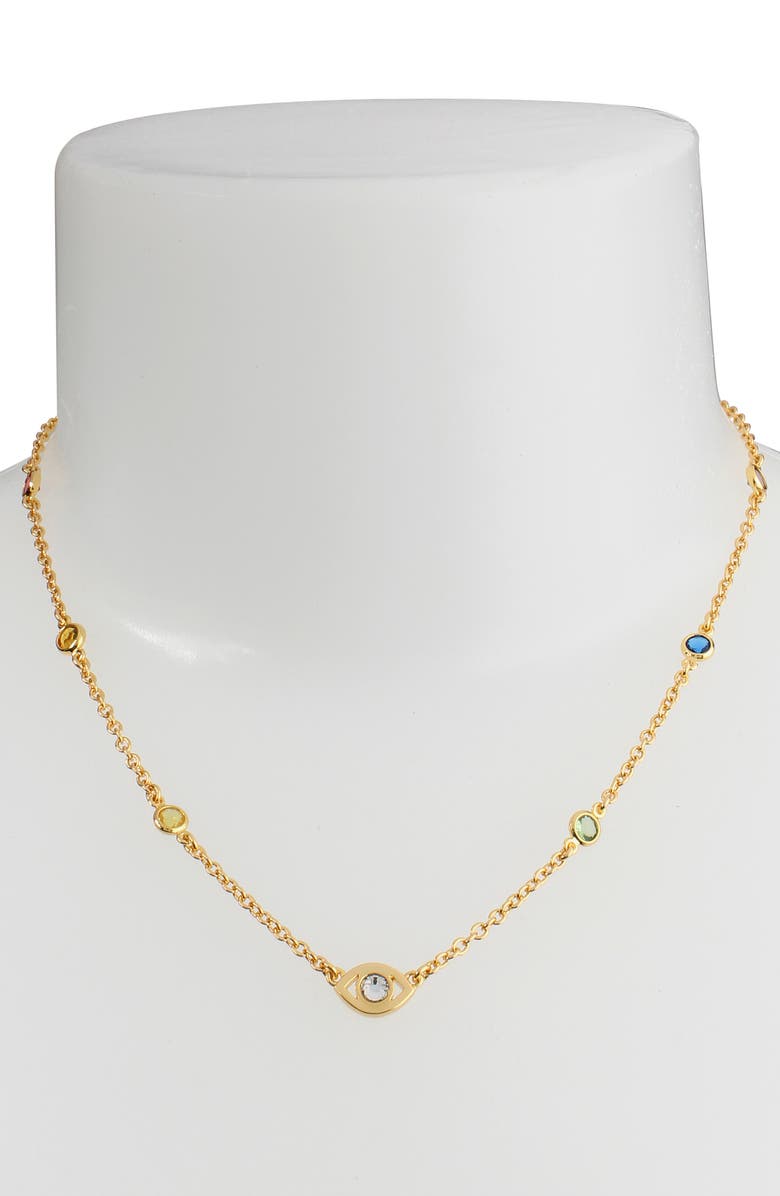 Kurt Geiger London Evil Eye Station Necklace, Alternate, color, Gold/ Multi