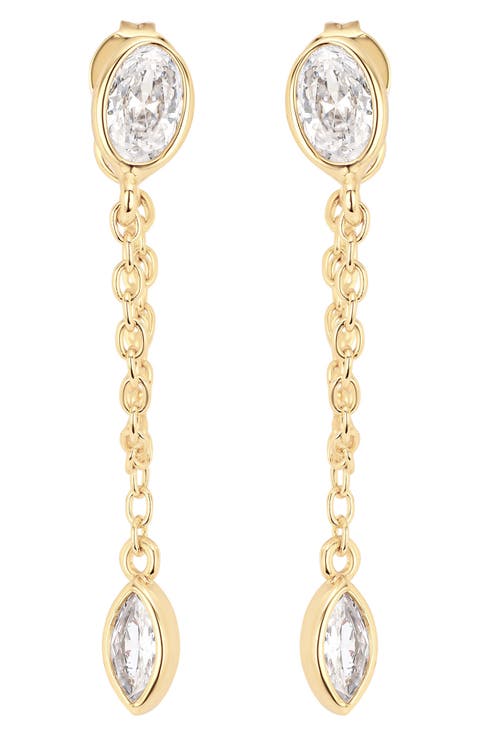 The Oval and Marquise Muse Chain Drop Earrings