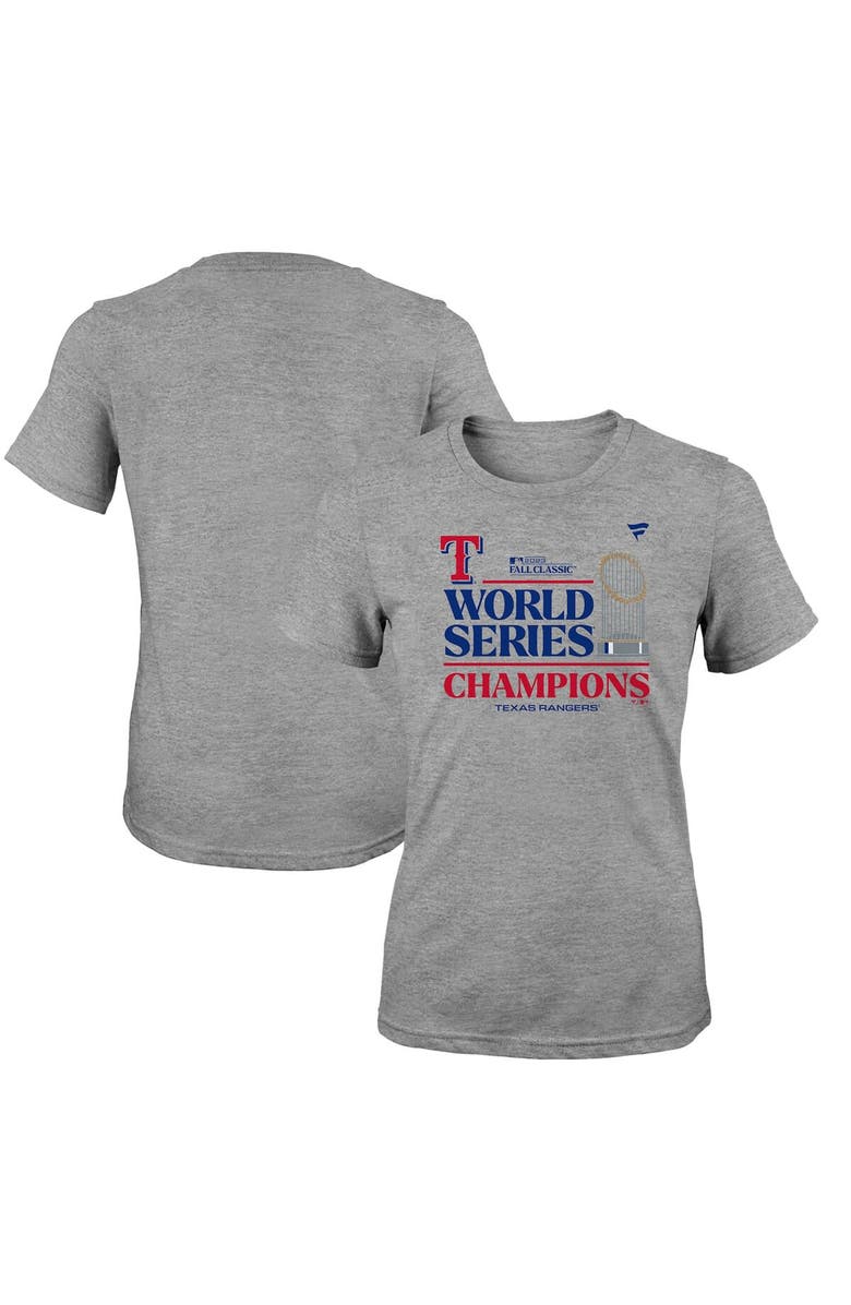 FANATICS Girls Youth Fanatics Branded Heather Gray Texas Rangers 2023 World Series Champions Locker Room T-Shirt, Alternate, color, 