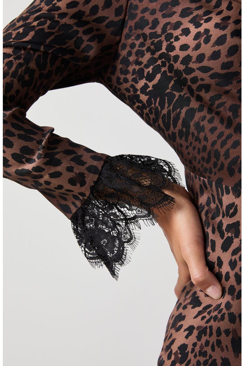 Geena Lace Cuff A-Line Dress, Alternate, color, NATURAL LEOPARD PRINT