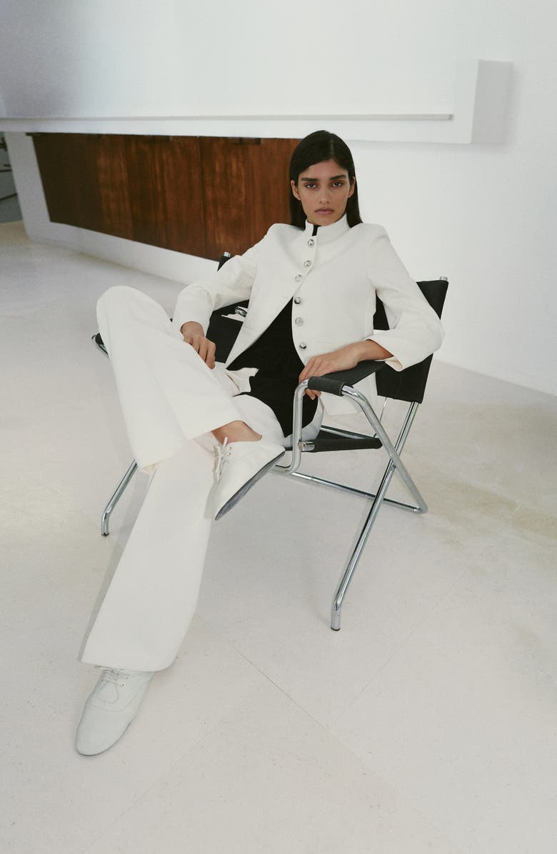 MANGO Mandarin Collar Jacket, Alternate, color, Off White