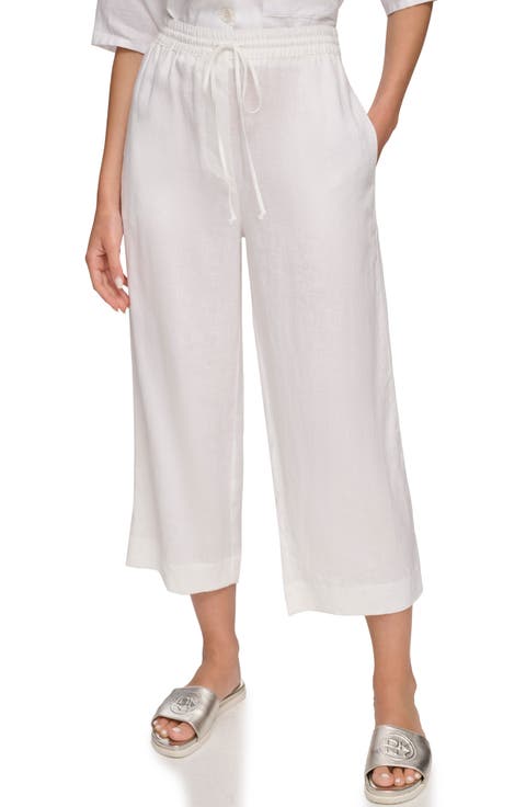 Drawstring Crop Linen Pants