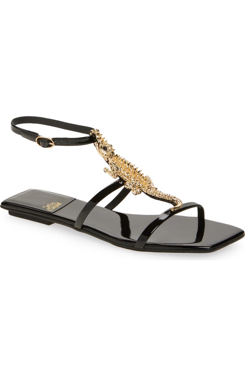 Jeffrey Campbell Reptilian Sandal, Main, color, Black Patent Gold