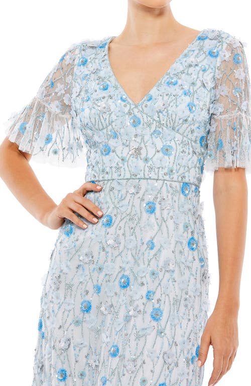 Mac Duggal Embellished Empire Ruffle Hem A-line Gown In Powder Blue