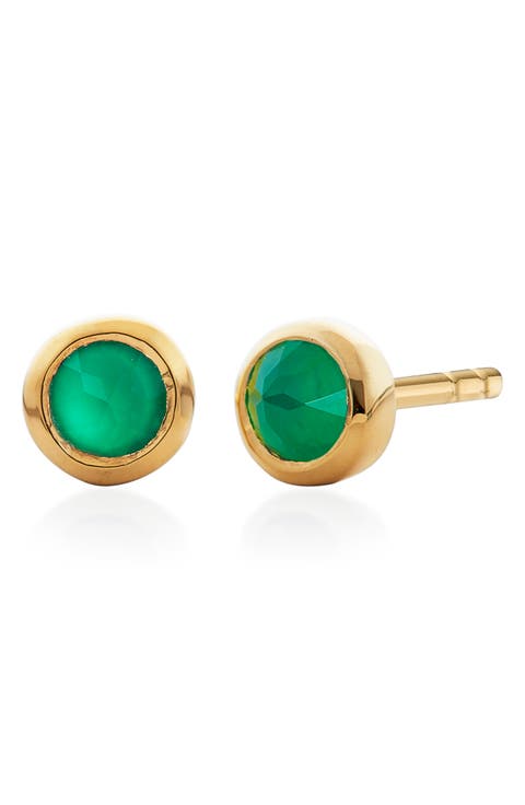 Mini Green Onyx Stud Earrings