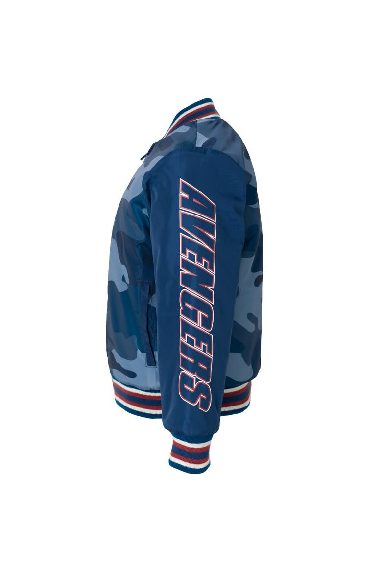 Avengers Zip-Up Varsity Bomber Jacket, Alternate, color, Navy Blue Camo