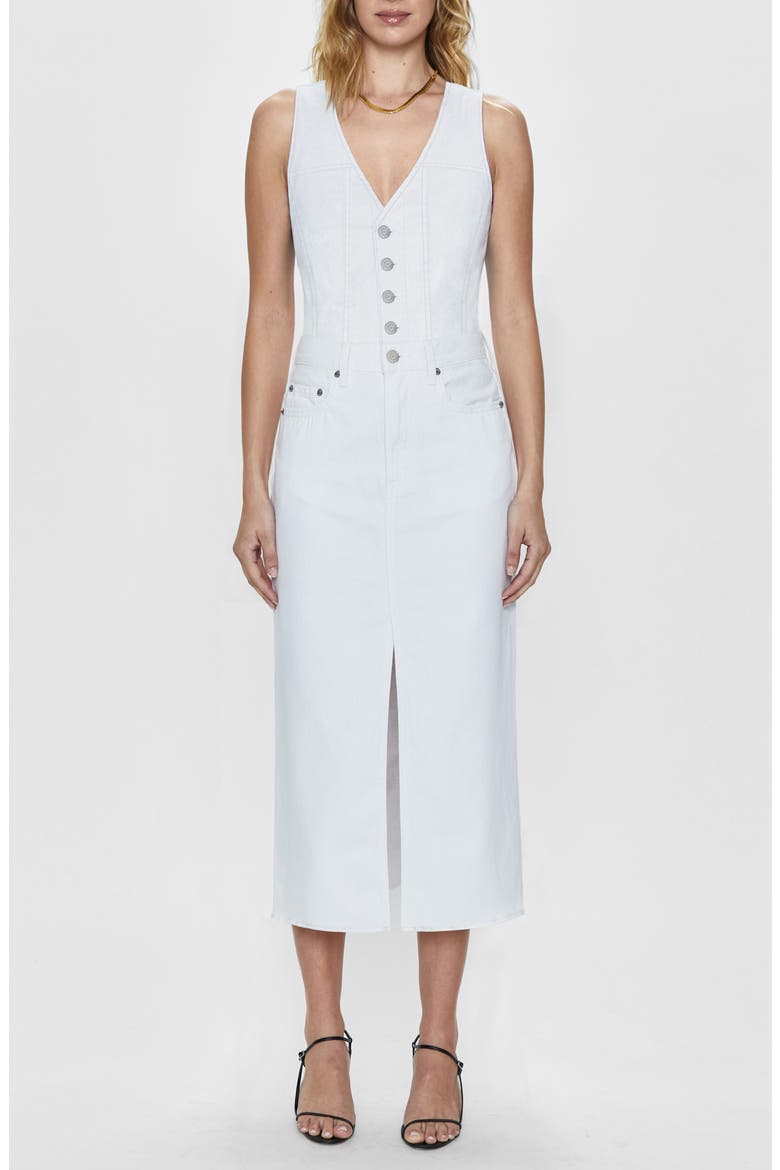Alex Sleeveless Denim Midi Dress, Main, color, LE BLANC